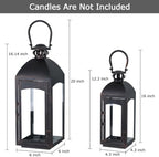 NEEDOMO Lanterns Decorative Indoor&Outdoor, 20''/16''H Set of 2 Outdoor Lanterns for Porch,Metal Frame Candle Holders Hanging Lights with Glass, Spring, Fall, Christmas - Image 2