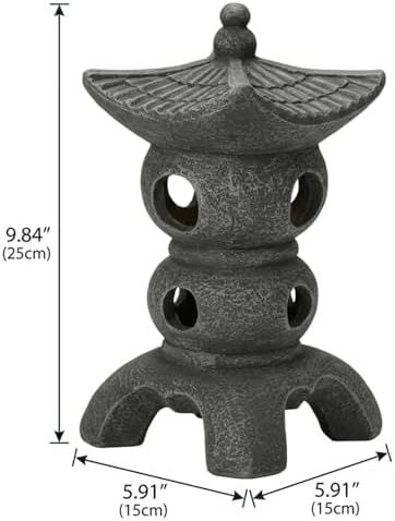 Pagoda Garden Statue - Grey Resin Pagoda Statue with Zen Ambiance, Water-Resistant Outdoor Decor for Patio, Yard, Landscape Garden, Lantern - Image 7
