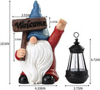 Garden Gnome Outdoor Decoration Solar Gnomes Statue with Lantern LED Lights,Terrace Courtyard Lawn Patio Porch Summer Decoration Easter Christmas Housewarming Gifts for Mom Women, Gnome Blue - Image 3