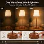 Rechargeable Cordless Table Lamp, Battery Operated Bedside Lamp, Wood Grain - Image 4