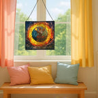 Fire Ring Gnome Dance Stained Glass Suncatcher – Square Hanging Window Panel for Home or Greenhouse – Whimsical Glass Art Gift for Garden Lovers, Christmas, Halloween, Father Days sMbiCD - Image 5