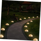 SEWACC 4pcs Warm Light LED Solar Ground Lawn Lamps Outdoor Solar-Powered Landscape Disc Lights for Garden Pathway Patio In-ground Lighting - Image 6