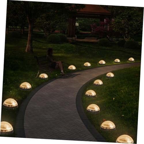 SEWACC 4pcs Warm Light LED Solar Ground Lawn Lamps Outdoor Solar-Powered Landscape Disc Lights for Garden Pathway Patio In-ground Lighting - Image 6