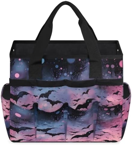 Bat Garden Tool Bag Organizer Heavy Duty Halloween Bat Gardening Tote Bag with 10 Pockets for Women Men Gardening Gifts - Image 2