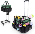 Large Rolling Cleaning Caddy Bag with Wheels, Cleaning Bag with Detachable Trolley, Cleaning Bags on Wheels for Housekeepers, Cleaning Cart Supplies Organizer for Home, Car, Picnic (Green) by Unknown