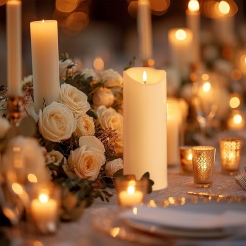 Outdoor Flameless Candles with Remote Waterproof LED Pillar Candle Set of 2 - Image 2