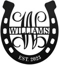 Personalized Horseshoe Metal Sign with Initial and Family Name, Custom Monogram Metal Wall Art Last Name Sign, Equestrian Horse Lover Gift for Living Room Decor by ENFODREAM