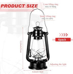 Hortsun 6 Pcs 12 Inch Vintage LED Hurricane Lantern Metal Black Outdoor Battery Operated Hanging Lantern with Warm LEDs and Dimmer Switch for Indoor Rustic Farmhouse Country Camping Decor - Image 3