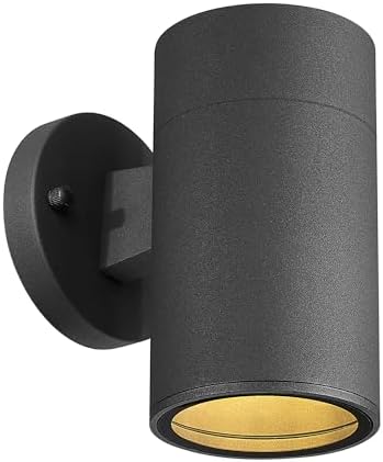 Ken & Ricky Modern Aluminum Outdoor Wall Sconce Lights,Cylinder,Black,1 PK by KenRicky