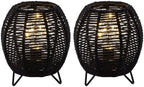 JHY DESIGN Cordless Table Lamps Set of 2, 6.5" H Battery Operated Woven Cotton Rope Lamps with 6 Hours Timer, Boho Bedside Lamps for Bedroom Living Room Home Parties Patio Events(Black) - Image 2