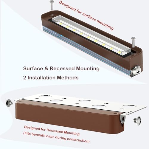 rosykite LED Retaining Wall Lights 8-Pack, 7 Inch 5W Hardscape Paver Lights, 5CCT 2200K-5000K, 270° Rotatable Low Voltage 12-24V Outdoor Step Lights, ETL Listed Landscape Lights for Deck Stairs Patio - Image 6