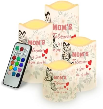 Butterfly Flameless Candles LED Pillar Candles Battery Operated Candles with Remote and Timers Color Changing Electric Fake Plastic Candles Mothers Day Decor Set of 4 by Uorisanigo