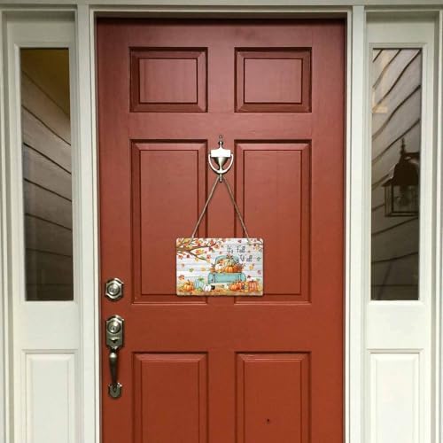 Fall Welcome Wall Hanging Sign- Maple Leaf Pumpkin Truck Wood Plank Slate Hanging Plaques for Front Door Porch Window Farmhouse Garden 5.1" x 7.9" Wall Home Decor - Image 2