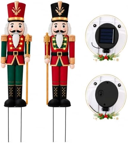 Outdoor Nutcracker Christmas Decor Lights, 2 Pack 48.2" Metal Yard Stakes by Unknown