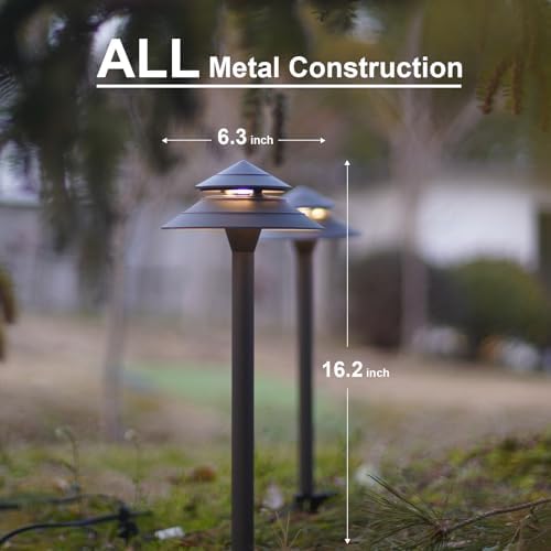 GOODSMANN Pathway Lights Kits 3W LED 8PK Outdoor Low Voltage Landscape Lighting 180 Lumen Hardwired 2 Tier Pagoda Path Light 3000K Warm White Metal 12V Electric Sidewalk Walkway Lights with Connectors - Image 6