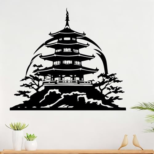Asian Zen Pagoda Metal Wall Art - Multi-Tier Bell-Shaped Standing Pagoda, Outdoor Decor for Zen Garden, Courtyard, Fence & Wall - Patio Temple Sculpture(50CM/20IN) - Image 4
