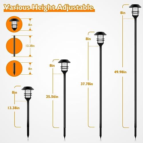 ZOOHAR Solar Outdoor Lights, Waterproof Pathway Torches, LED Metal Landscape Path Lights for Garden Patio Balcony & Pool (Pack of 4) - Image 4