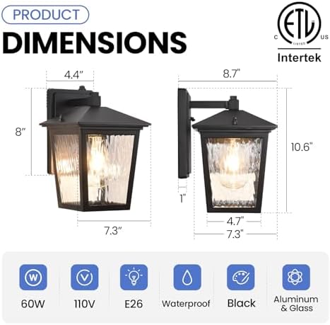 Dusk to Dawn Outdoor Wall Sconce, Black Exterior Wall Lantern Light - Image 3