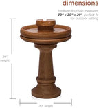 Alpine Corporation TZL202 Outdoor Floor Vintage Pedestal Water Fountain with Bird Bath and LED Lights, 29", Brown - Image 3