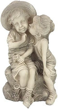 Design Toscano Boy and Girl Garden Decor Statue ,14 Inch, Polyresin, Antique Stone by DesignToscano