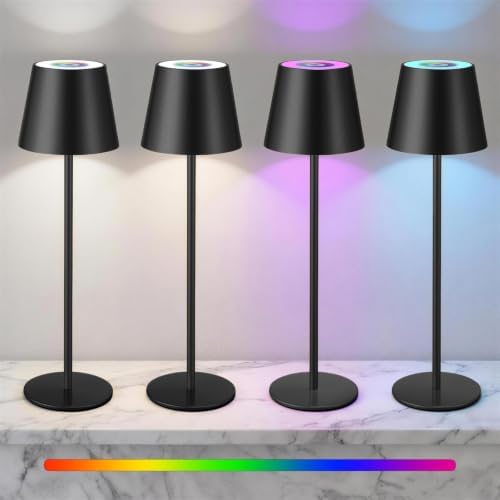 4 Pack Cordless Table Lamp Rechargeable Black by Unknown