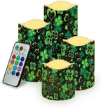 Green Leaf Flameless Candles LED Pillar Candles Battery Operated Candles with Remote and Timers Color Changing Electric Fake Plastic Candles Saint Patrick's Day Decorations by Uorisanigo