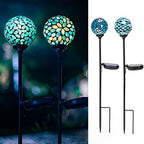 VCUTEKA Decorative Solar Garden Lights, 3.5" Mosaic Globe Stake 2 Pack by VCUTEKA