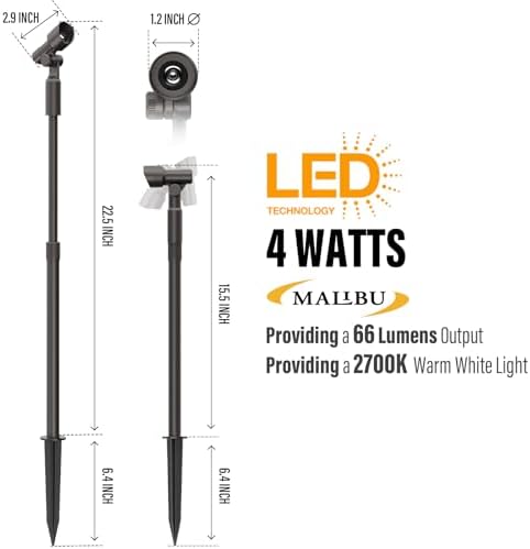 Malibu Low Voltage LED Telescoping Spotlight Wall Light Outdoor Spotlight Waterproof Lighting for Driveway, Yard, Lawn, Flood, Garden, Outdoor Lighting 8406-2606-01 - Image 2