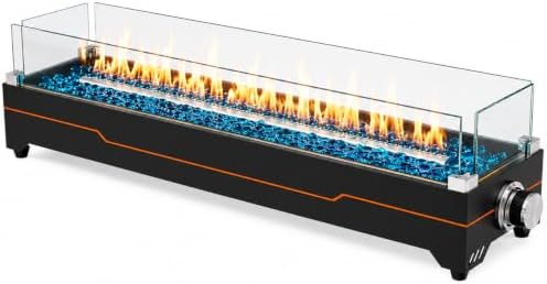 Grisun 36" Tabletop Fire Pit with Glass Wind Guards for Patio and Camping by Grisun