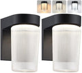 LIT-PaTH Outdoor Wall Light Fixture, Aluminum, LED 3CCT, Black, 2 Pack by LIT-PaTH