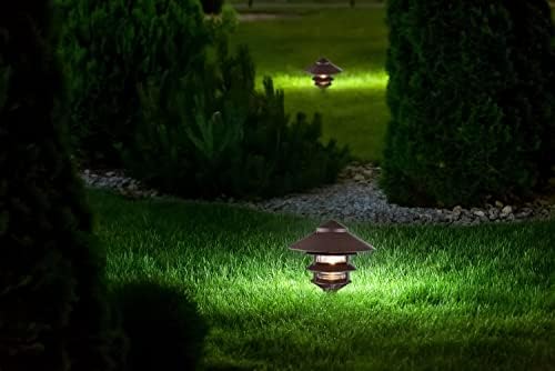 Nuvo SF76/637 One 2 Louver Hood Outdoor Pagoda Landscape Pathway Light, 3 Tier-Large, Old Bronze - Image 5