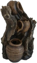 Mini Tree Trunk Water Fountain 3-Tier Faux Terracotta Jar Cascading Fountain Desktop Water Feature for Home Office Garden Pond Decor by XUOXFUTZIG