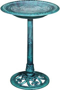 VECELO 28" Pedestal Outdoor Bird Bath for Outside, Vintage Bronze Polyresin Lightweight Antique, Yard/Garden Decoration, Green by VECELO