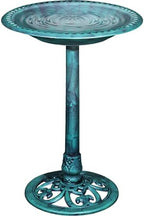 VECELO 28" Pedestal Outdoor Bird Bath for Outside, Vintage Bronze Polyresin Lightweight Antique, Yard/Garden Decoration, Green by VECELO