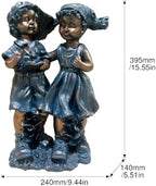 MgO Boy Girl Garden Statues Set, Exquisite Detail Lawn Ornaments for Patio - Image 3