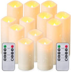 12-Pack Flameless LED Candles with Remote & Timer, 4 Sizes (3.9" to 6.9"), Waterproof Outdoor Pillar Candles, Realistic Flame & Steady Light Modes for Wedding, Patio, Party - Image 2