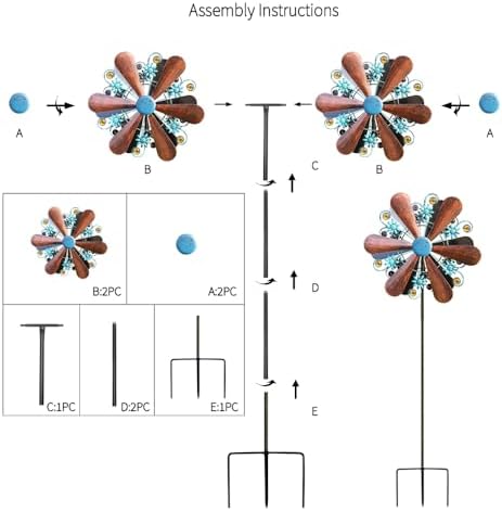 WENYLE Wind Spinners Outdoor Metal Large 360 Degrees Kinetic Wind Sculptures& Spinners Yard Art Outdoor Garden Decor - Image 4
