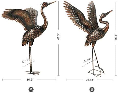 Garden Crane Statue Outdoor Metal Heron Yard Art Sculpture ,46 inch,2-Pack - Image 2