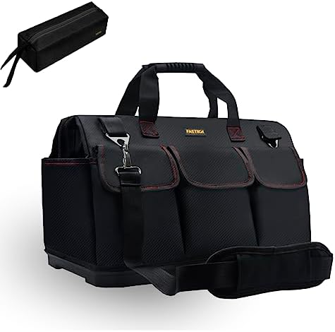 FASTECH 22-inch Heavy Duty Bottom Tools Bag With Wide Mouth For Tool Storage, Carrier and Organizer, Tool Bag For Men, Wide Mouth Tote Bag With Inside Pockets (22Inch) by FASTECH