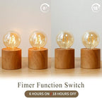JHY DESIGN Set of 4 Wood Grain Table Lamp 6.5" Tall Cordless Lamp Light with Edison Style Bulb and 6 Hours Timer Battery Operated Lamp Great for Living Room Weddings Parties Patio Indoors Outdoors - Image 3
