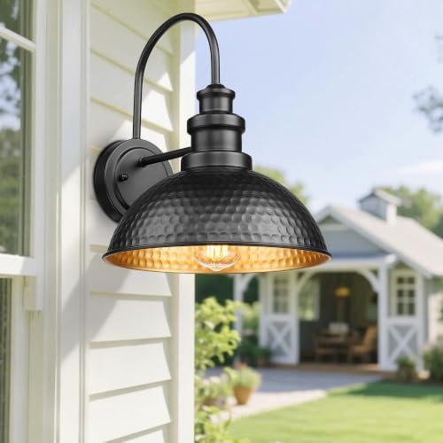 Casia Outdoor Farmhouse Barn Lights, Rustic Outdoor Wall Sconce, Exterior Wall Lights, Front Door Mounted Lighting Fixture,Weather Resistant Outside Lighting for Porch,Patio,Garage (Black, 4 Pack) - Image 2