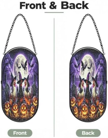 Halloween Witch Chicken Pumpkin Moon Bat Sun Catcher 10.2In - Image 2