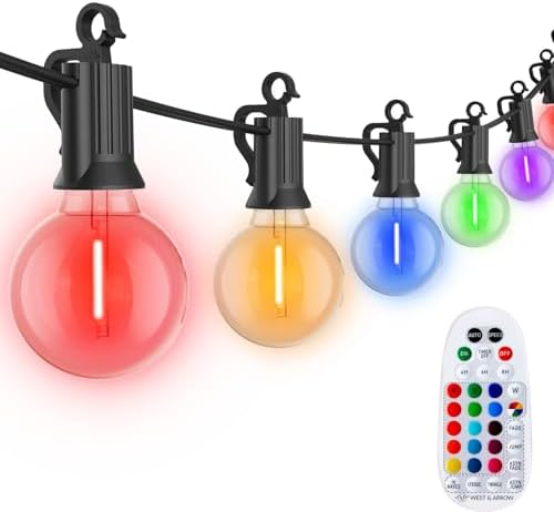 Brightown Outdoor String Lights 29 Feet G40 LED Patio Lights, RGB, Remote by Brightown