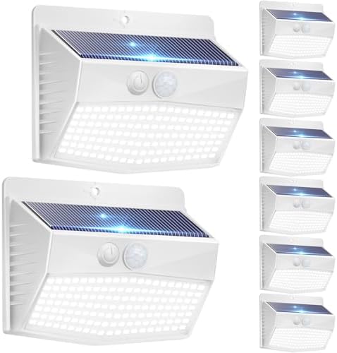 Peasur 8 Pack Solar Motion Sensor Lights Outdoor Waterproof with 3 Modes by Peasur