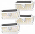 Brightever Solar Motion Sensor Outdoor Lights, 4000LM 344 LEDs Solar Outdoor Lights, IP65 Waterproof Exterior Flood Security Lights with 270° Wide Angle & 3 Modes for Patio Garage, 4-Pack White by Brightever