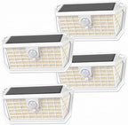 Brightever Solar Motion Sensor Outdoor Lights, 4000LM 344 LEDs Solar Outdoor Lights, IP65 Waterproof Exterior Flood Security Lights with 270° Wide Angle & 3 Modes for Patio Garage, 4-Pack White by Brightever
