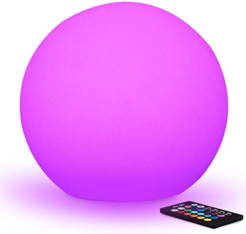 Mr.Go 16-inch Rechargeable LED Glowing Ball Light, Waterproof Orb Globe Lamp w/Remote, 16 RGB Colors 4 Light Effects, Ideal for Indoor/Outdoor Home Garden Pool Patio Party Decorative Lighting by MRGO