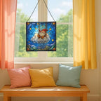 Cloud Gnome Swing Stained Glass Suncatcher – Square Hanging Window Panel for Home or Greenhouse – Whimsical Glass Art Gift for Garden Lovers, Christmas, Halloween, Father Days t3Lwaw - Image 5