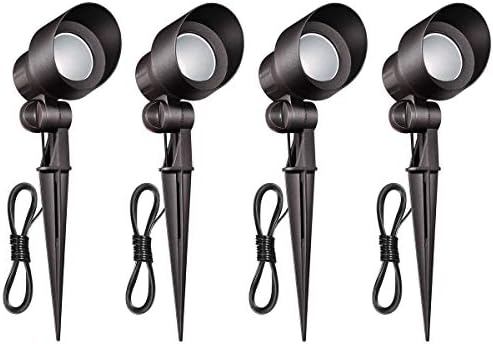 Outdoor Landscape Lighting Low Voltage Garden Landscape Lights Spotlight Uplight, Aluminum Construction Waterproof 12V 5W 3000K Warm-Yellow Light（4-Pack） by Gardenients