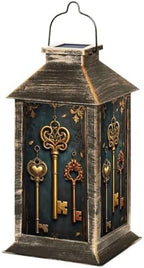Solar Lantern Outdoor Garden Hanging Lantern Ornate Vintage Skeleton Keys Baroque Gold Bronze Tones Waterproof Solar Powered Lighting Outside Table Lamp for Patio Deck Yard Camping by Unknown